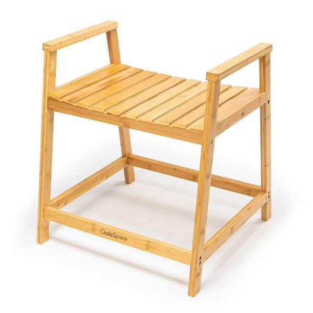 22" Bamboo Shower Bench Chair with Arms