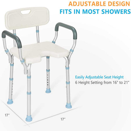 Adjustable Shower Chair with Arms