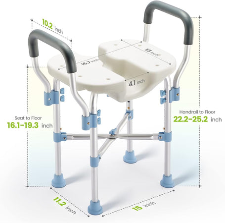 OasisSpace Shower Chair with Removable Arms