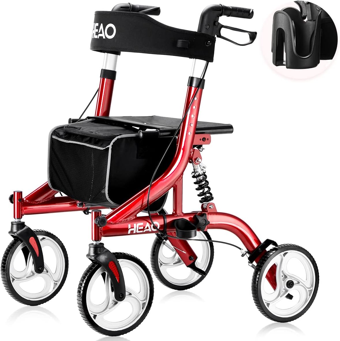 Rollator Walker with Seat & Shock Absorber, 4 x 10
