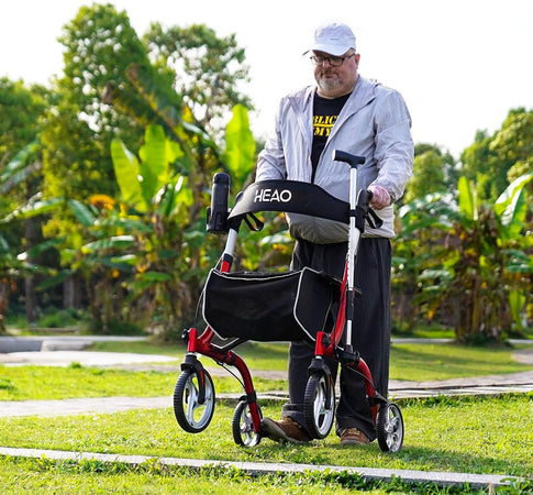Folding Rollator Walker for Seniors with Cup Holder and 10" Wheels
