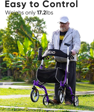 Folding Rollator Walker for Seniors with Cup Holder and 10" Wheels
