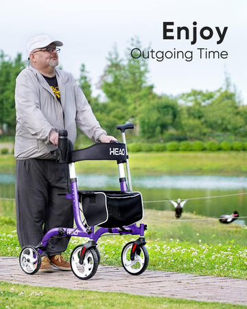 Folding Rollator Walker for Seniors with Cup Holder and 10" Wheels