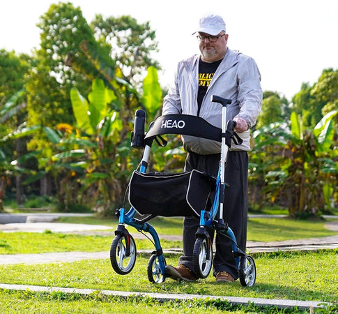 Folding Rollator Walker for Seniors with Cup Holder and 10" Wheels