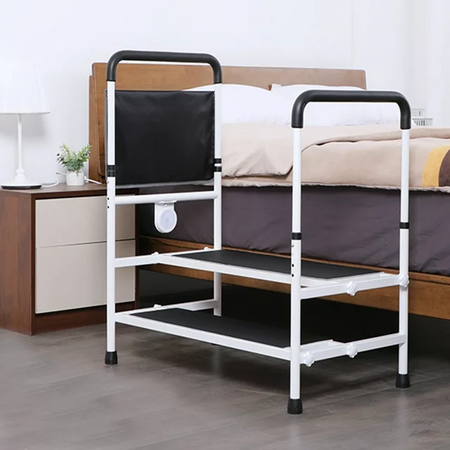 Adjustable Bed Step Stool with LED Sensor Light - Elderly Bed Rails