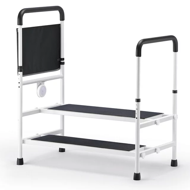 Adjustable Bed Step Stool with LED Sensor Light Elderly Bed Rails