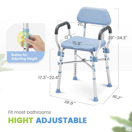 Padded & Bariatric- 500LBS Capacity Shower Chair with Back and Arm