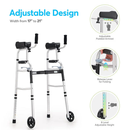 Easy asseamble 2 Wheel Walker with Removable Armrests