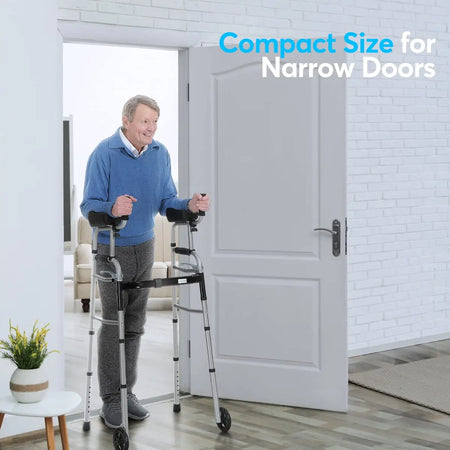 Compact 2 Wheel Walker with Removable Armrests