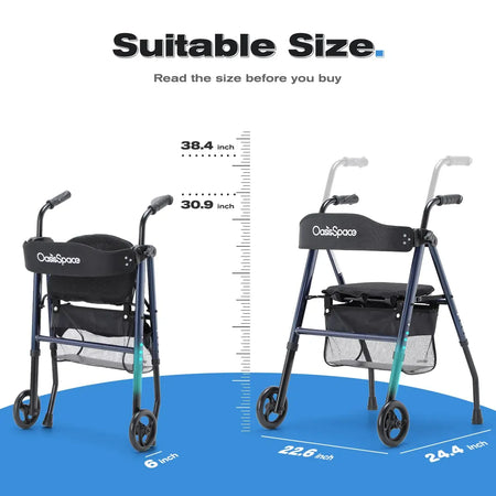 2 Wheel Walker with Seat Size