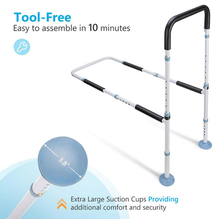 Tool Free 5 Heights Adjustable Bed Assist Rail