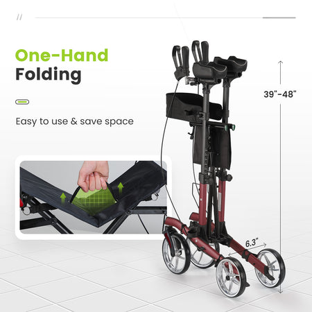 Red Bariatric Upright Walker - Easy to use and save space