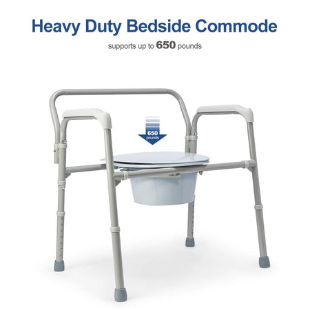 Heavy duty bedside commode