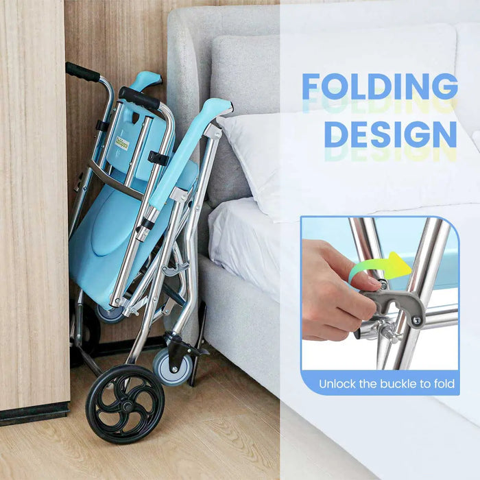 3-in-1 Shower/Commode Wheelchair - Folding Design