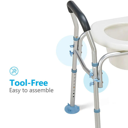 Tool Free Raised Toilet Seat with Arms