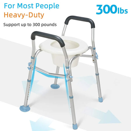 300lbs Capacity Raised Toilet Seat with Arms