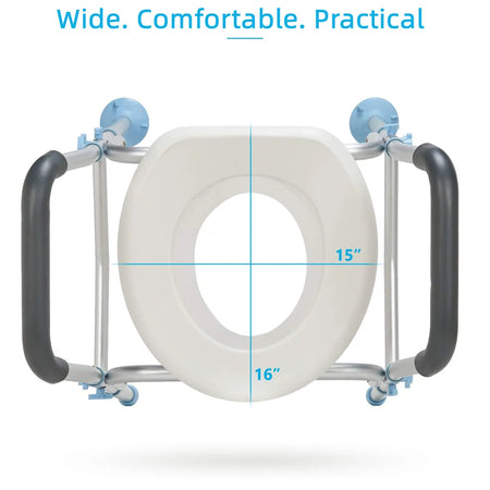 Raised Toilet Seat with Arms with Comfortable Seat