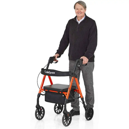 Folding Rollator Walker-Orange